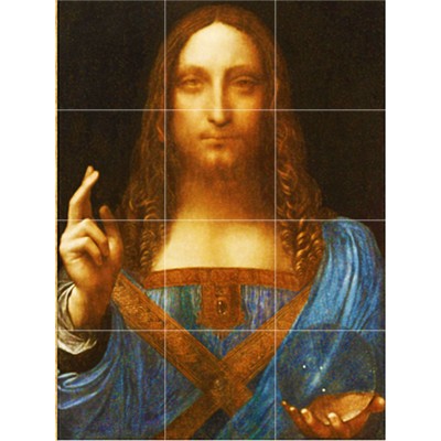 Salvator Mundi by Leonardo da Vinci on ceramic tile murals 18x24, 24x32, 36x48   112678219115